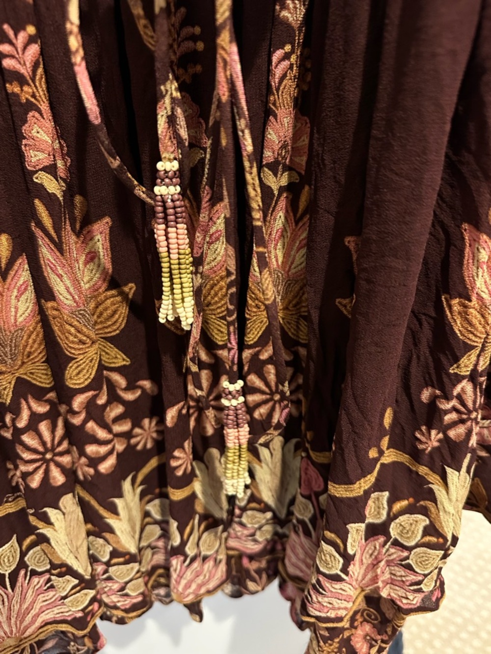 FARM Rio Plum Floral Mini Dress with Pink and Gold Accents - Picture 12 of 12